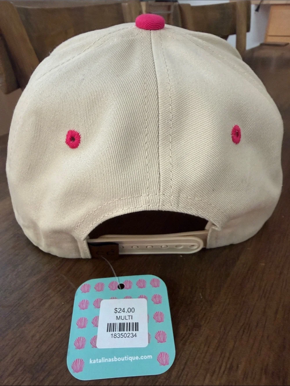 Womens Two-Tone Pink and Cream Western Embroidered Cap